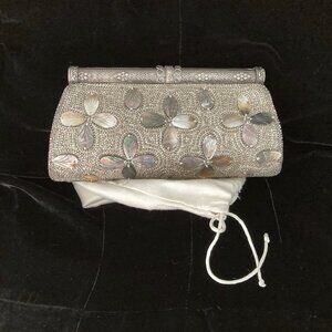 Beaded Clutch with Anitque Style Silver Frame
